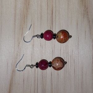 Agate Organic gemstone earrings with sterling silver hooks